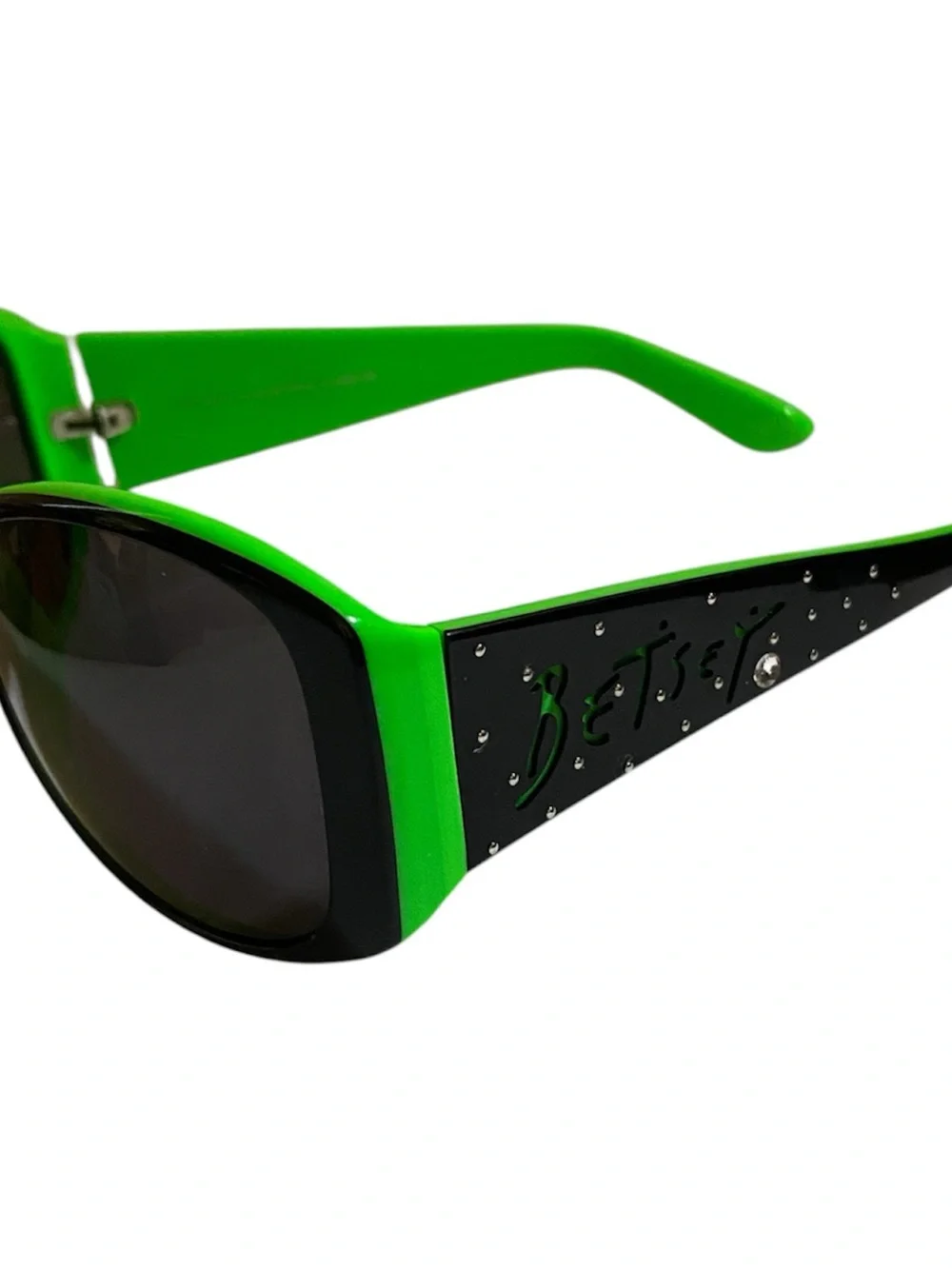 Betsey Johnson Vintage Kids Black Sunglasses with Neon Green Trim